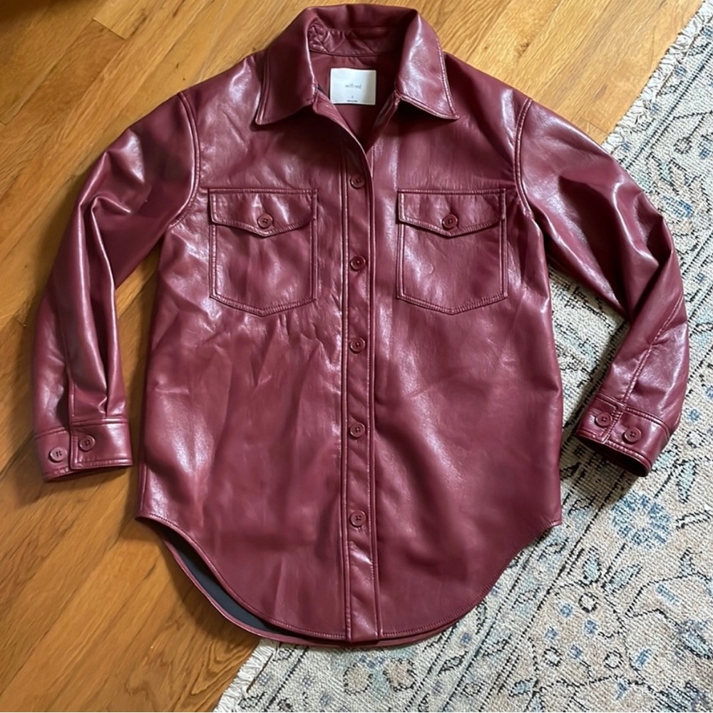 Aritzia Wilfred Vegan Leather Shirt Jacket
